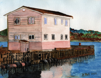 Watercolor of house on a Halifax Pier