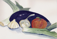 Watercolor of eggplant