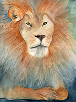 Watercolor of a lion