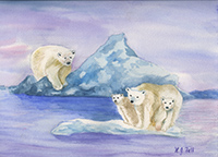 Watercolor of a Polar Bear's nightmare
