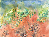 Watercolor of pond bottom samples
