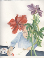 Watercolor at a water color class by Harriet Fell